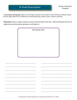 Preview image for worksheet with title A Vivid Description