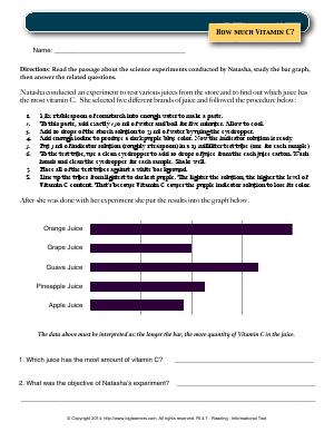 Preview image for worksheet with title How much Vitamin C?