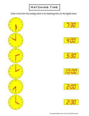 Preview image for worksheet with title Matching Time