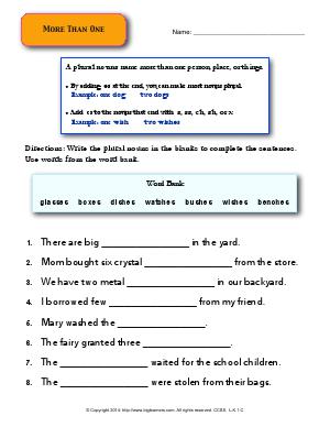 Preview image for worksheet with title More Than One