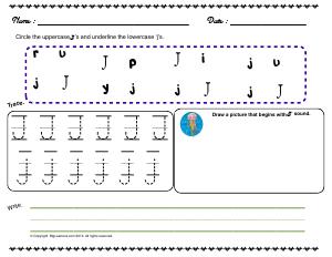 Preview image for worksheet with title Letter 'Jj'