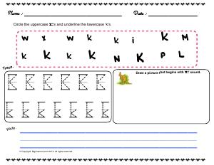 Preview image for worksheet with title Letter 'Kk'