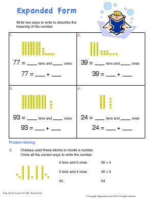 Preview image for worksheet with title Expanded Form 2