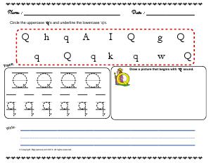 Preview image for worksheet with title Letter 'Qq'