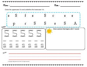 Preview image for worksheet with title Letter 'Ss'