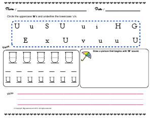 Preview image for worksheet with title Letter 'Uu'