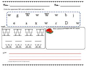 Preview image for worksheet with title Letter 'W'