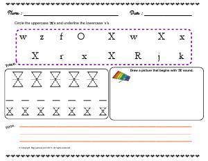Preview image for worksheet with title Letter 'Xx'