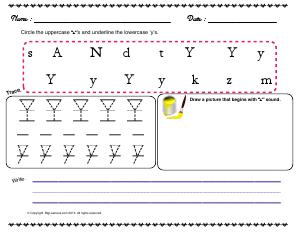 Preview image for worksheet with title Letter 'Yy'