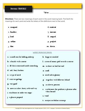 Preview image for worksheet with title Double Trouble