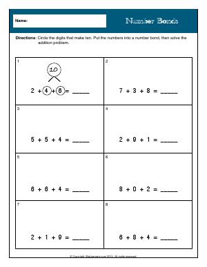 Preview image for worksheet with title Number Bonds