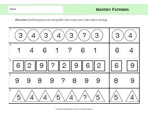 Preview image for worksheet with title Identify Patterns