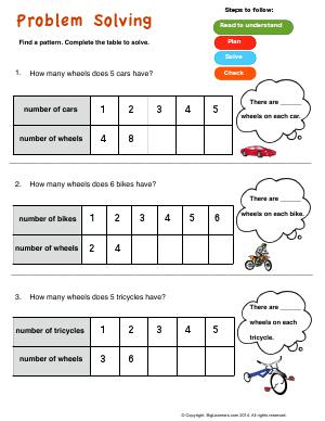 Preview image for worksheet with title Problem Solving