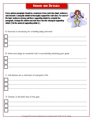 Preview image for worksheet with title Order the Details