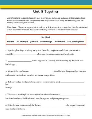 Preview image for worksheet with title Link It Together