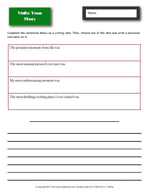 Preview image for worksheet with title Write Your Story