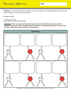 Preview image for worksheet with title Dialogue Writing