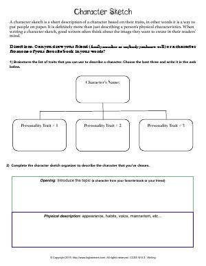 Preview image for worksheet with title Character Sketch