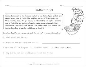 Preview image for worksheet with title So Much to Eat!