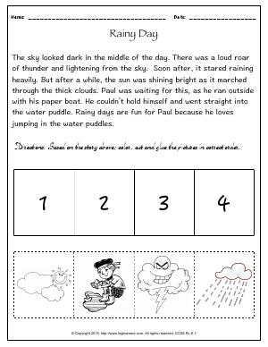 Preview image for worksheet with title Rainy Day