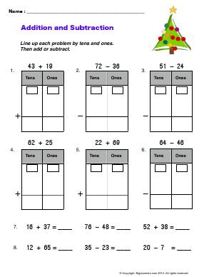 Preview image for worksheet with title Addition and Subtraction