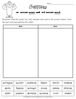 Preview image for worksheet with title Suffixes