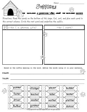 Preview image for worksheet with title Suffixes
