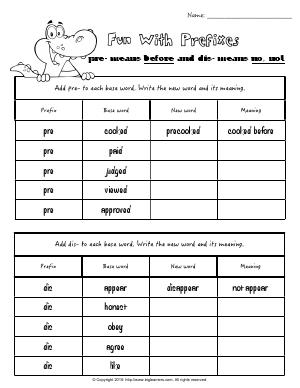 Preview image for worksheet with title Fun With Prefixes