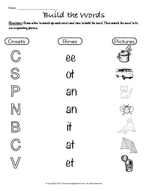 Preview image for worksheet with title Build the Words