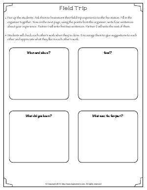 Preview image for worksheet with title Field Trip