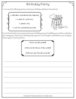 Preview image for worksheet with title Birthday Party