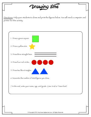 Preview image for worksheet with title Drawing Time