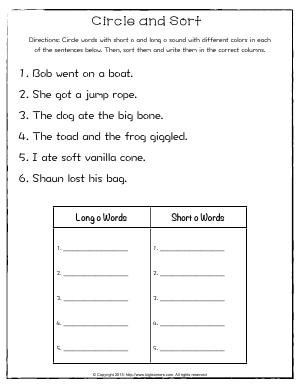 Preview image for worksheet with title Circle and Sort