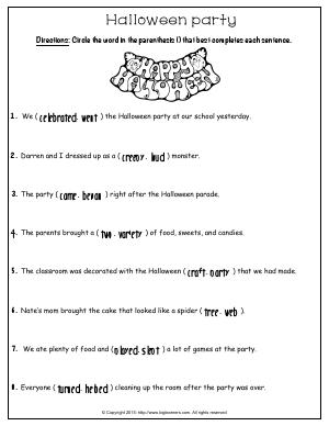 Preview image for worksheet with title Halloween party