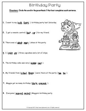 Preview image for worksheet with title Birthday Party