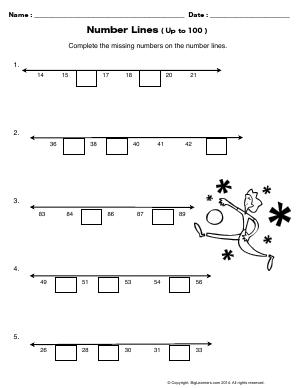Preview image for worksheet with title Number Lines (up to 100)
