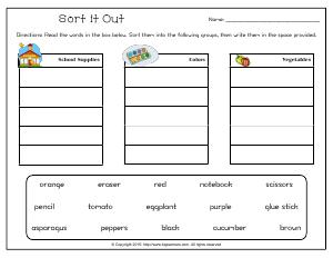 Preview image for worksheet with title Sort it Out