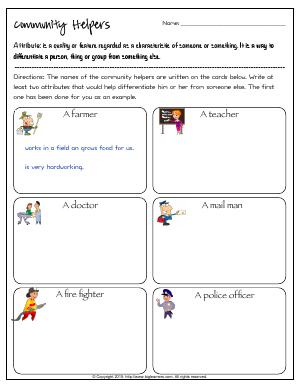 Preview image for worksheet with title Community Helpers