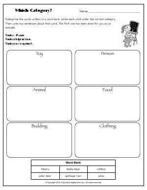 Preview image for worksheet with title Which Category?