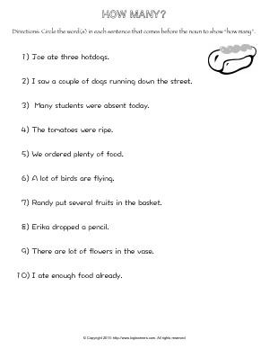Preview image for worksheet with title How Many?