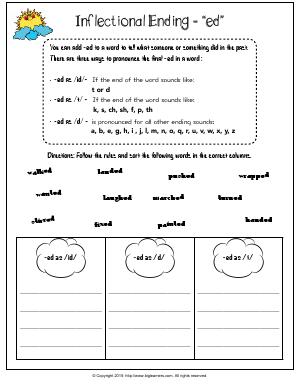 Preview image for worksheet with title Inflectional Ending - “ed”