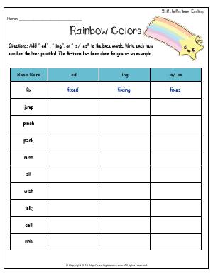 Preview image for worksheet with title Rainbow Colors