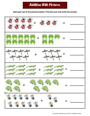 Preview image for worksheet with title Addition with Pictures