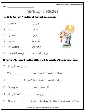 Preview image for worksheet with title Spell it Right