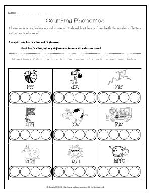 Preview image for worksheet with title Counting Phonemes