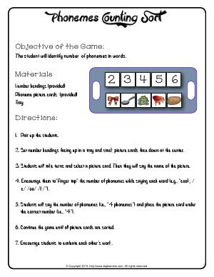 Preview image for worksheet with title Phonemes Counting Sort