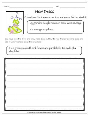 Preview image for worksheet with title New Dress