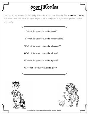 Preview image for worksheet with title Your Favorites