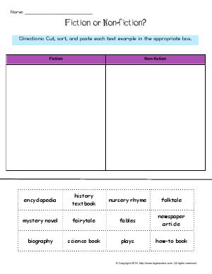Preview image for worksheet with title Fiction or Non-fiction?
