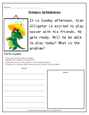 Preview image for worksheet with title Sunday Afternoon